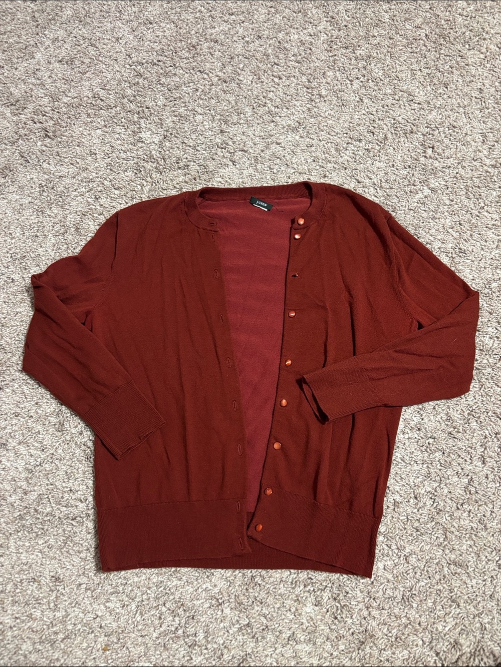 Women’s Crewneck eButton Cardigan Sweater - Brick Red
